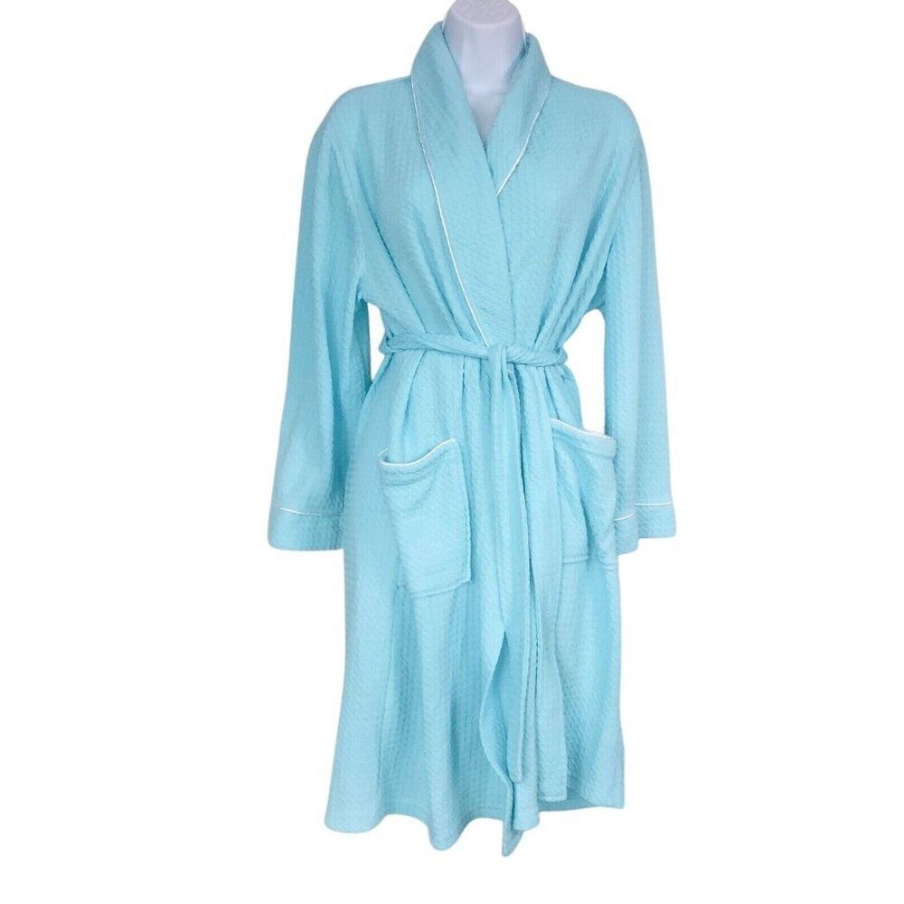 Noire Jasmine Rose Womens Robe SZ S Blue Tie Long Sleeve SZ S Slippers Lot 2